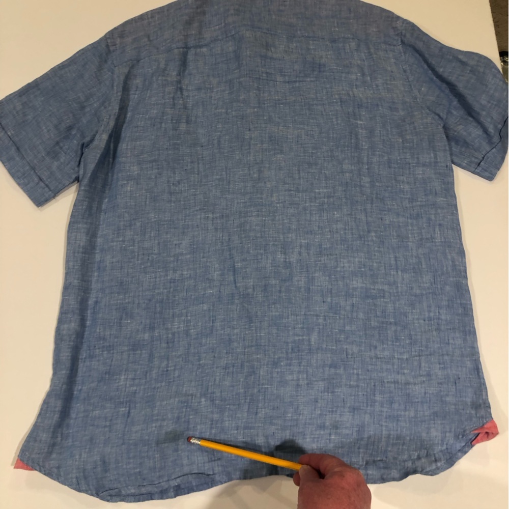 Bohio Men’s 100% Blue linen button up Size large - Picture 10 of 11